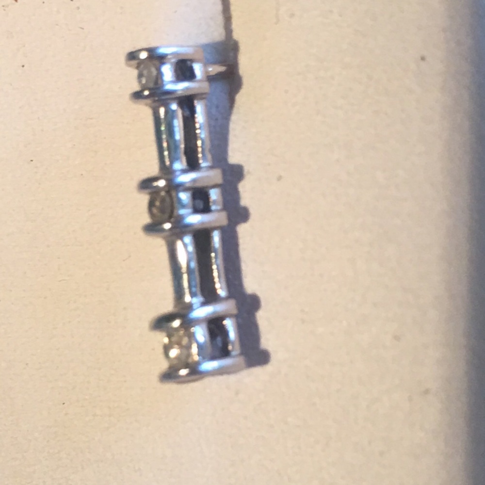 Diamonds 10k Solid Gold Linear Earrings - Picture 3 of 8